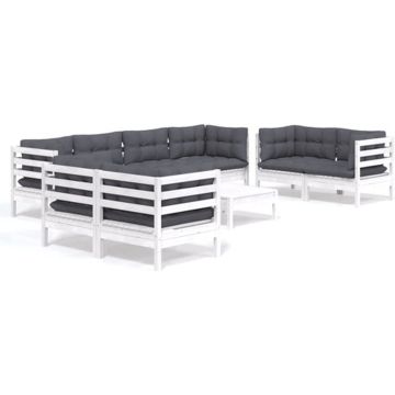 vidaXL 9-delige Loungeset met kussens massief grenenhout