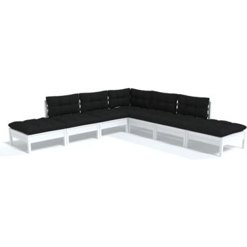 vidaXL 7-delige Loungeset met kussens grenenhout wit