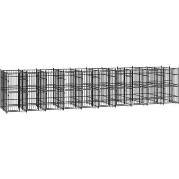 vidaXL Hondenkennel 18,43 m² staal