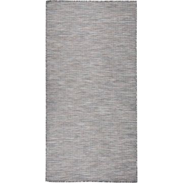 vidaXL Buitenkleed platgeweven 100x200 cm bruin en blauw