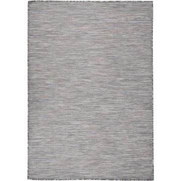 vidaXL Buitenkleed platgeweven 140x200 cm bruin en blauw