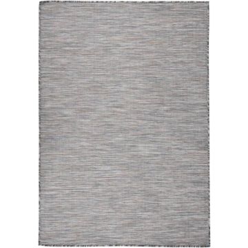 vidaXL Buitenkleed platgeweven 160x230 cm bruin en blauw