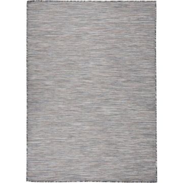 vidaXL Buitenkleed platgeweven 200x280 cm bruin en blauw