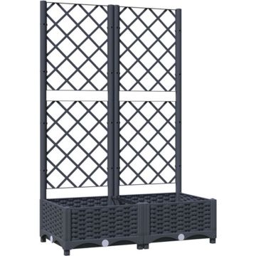 vidaXL Plantenbak met latwerk 80x40x121,5 cm polypropeen donkergrijs