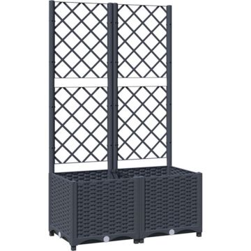 vidaXL Plantenbak met latwerk 80x40x136 cm polypropeen donkergrijs