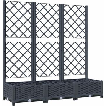 vidaXL Plantenbak met latwerk 120x40x121,5 cm polypropeen donkergrijs