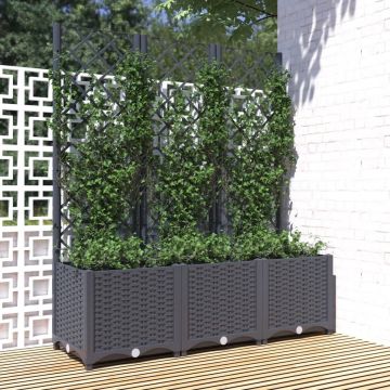 vidaXL Plantenbak met latwerk 120x40x136 cm polypropeen donkergrijs