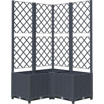 vidaXL Plantenbak met latwerk 80x80x136 cm polypropeen donkergrijs