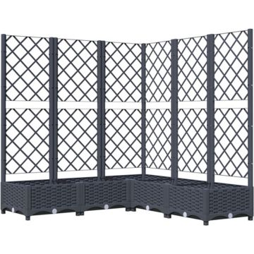 vidaXL Plantenbak met latwerk 120x120x121,5 cm polypropeen donkergrijs