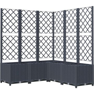 vidaXL Plantenbak met latwerk 120x120x136 cm polypropeen donkergrijs