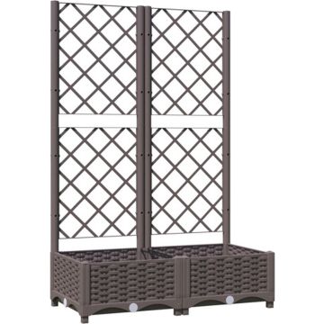 vidaXL Plantenbak met latwerk 80x40x121,5 cm polypropeen bruin