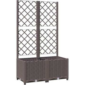 vidaXL Plantenbak met latwerk 80x40x136 cm polypropeen bruin