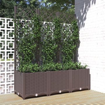 vidaXL Plantenbak met latwerk 120x40x136 cm polypropeen bruin