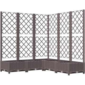 vidaXL Plantenbak met latwerk 120x120x121,5 cm polypropeen bruin