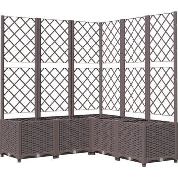 vidaXL Plantenbak met latwerk 120x120x136 cm polypropeen bruin