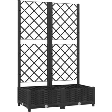 vidaXL Plantenbak met latwerk 80x40x121,5 cm polypropeen zwart