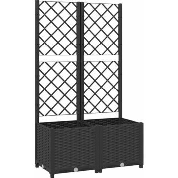 vidaXL Plantenbak met latwerk 80x40x136 cm polypropeen zwart