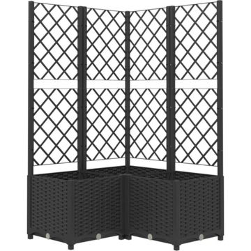 vidaXL Plantenbak met latwerk 80x80x136 cm polypropeen zwart