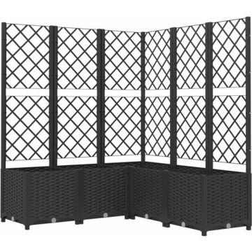 vidaXL Plantenbak met latwerk 120x120x136 cm polypropeen zwart