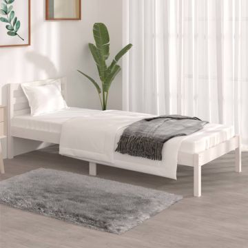 vidaXL Bedframe massief grenenhout wit 75x190 cm 2FT6 Small Single