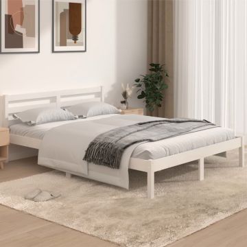 vidaXL Bedframe massief grenenhout wit 140x190 cm