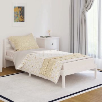 vidaXL Bedframe massief grenenhout wit 90x200 cm