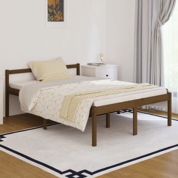 vidaXL Bedframe massief grenenhout honingbruin 135x190 cm 4FT6 double