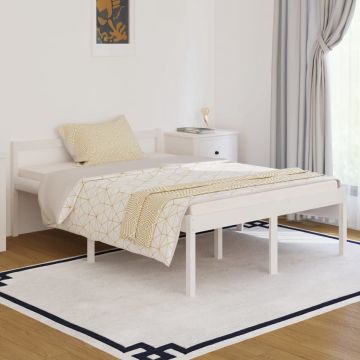 vidaXL Bedframe massief grenenhout wit 140x190 cm