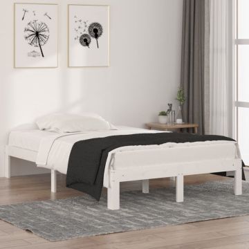 vidaXL Bedframe massief hout wit 120x190 cm 4FT small double