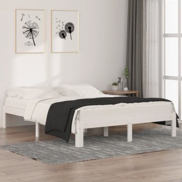 vidaXL Bedframe massief hout wit 150x200 cm 5FT King Size