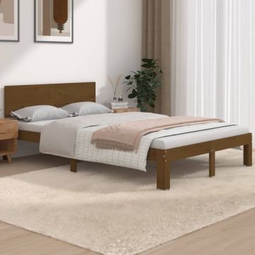 vidaXL Bedframe massief hout honingbruin 120x190 cm 4FT Small Double