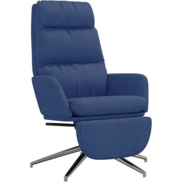 vidaXL Relaxstoel met voetensteun stof blauw