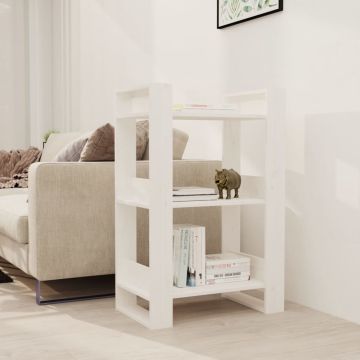 vidaXL Boekenkast/kamerscherm 60x35x91 cm massief grenenhout wit