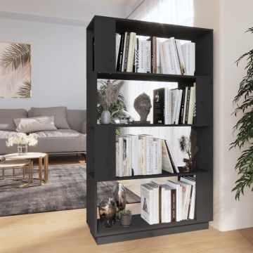 vidaXL Boekenkast/kamerscherm 80x25x132 cm massief grenenhout grijs