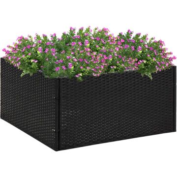 vidaXL Plantenbak 80x80x40 cm poly rattan zwart