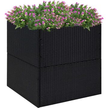 vidaXL Plantenbak 80x80x80 cm poly rattan zwart