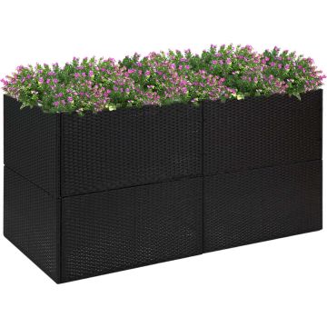 vidaXL Plantenbak 157x80x80 cm poly rattan zwart