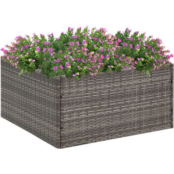 vidaXL Plantenbak 80x80x40 cm poly rattan grijs