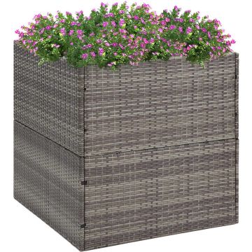 vidaXL Plantenbak 80x80x80 cm poly rattan grijs