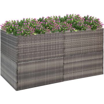 vidaXL Plantenbak 157x80x80 cm poly rattan grijs