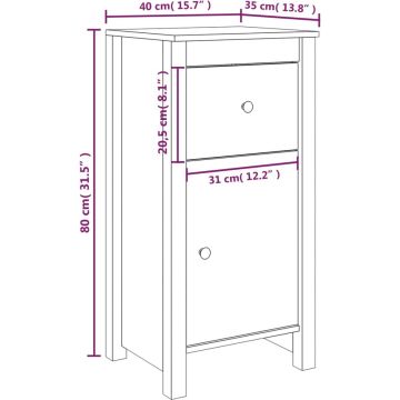 vidaXL Dressoirs 2 st 40x35x80 cm massief grenenhout honingbruin