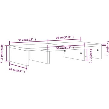 vidaXL Monitorstandaard 60x24x10,5 cm massief grenenhout honingbruin