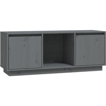 vidaXL Tv-meubel 110,5x35x44 cm massief grenenhout grijs