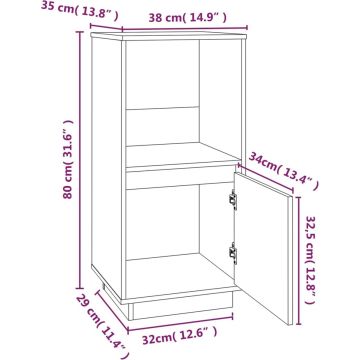 vidaXL Dressoir 38x35x80 cm massief grenenhout