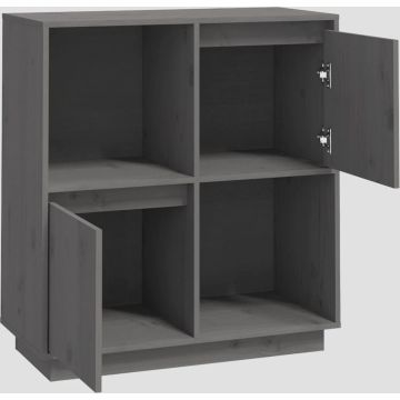 vidaXL Dressoir 74x35x80 cm massief grenenhout grijs