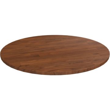 vidaXL Tafelblad rond Ø60x1,5 cm bewerkt massief eikenhout donkerbruin