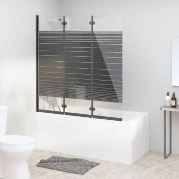 vidaXL Douchewand inklapbaar 3 panelen 130x130 cm ESG zwart