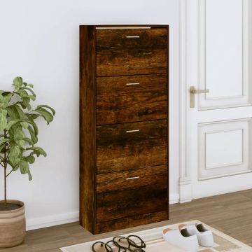 vidaXL Schoenenkast 63x24x147 cm bewerkt hout gerookt eikenkleurig