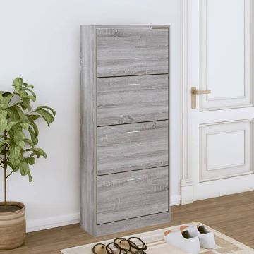 vidaXL Schoenenkast 63x24x147 cm bewerkt hout grijs sonoma