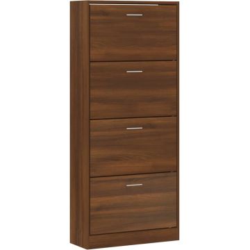 vidaXL Schoenenkast 63x24x147 cm bewerkt hout bruineikenkleurig